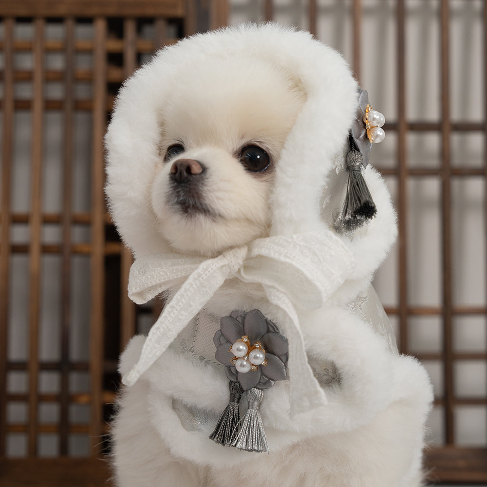 【梨花娘】🐾BAILEY 🐶韓國雪花保暖鋪棉寵物宮廷刺繡棉背心(可另購耳罩(3色))