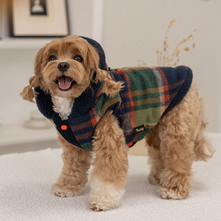 韓國新品上架【梨花娘】🐾BAILEY 🐶秋冬新品 雙面穿搭刺繡logo連帽寵物保暖外套