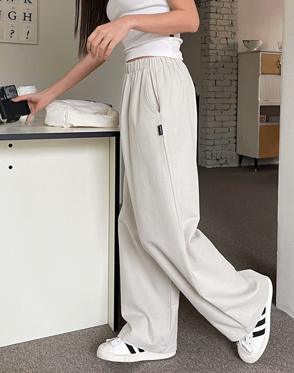 muahmuah 루즈핏 엘라스틱 코튼 팬츠