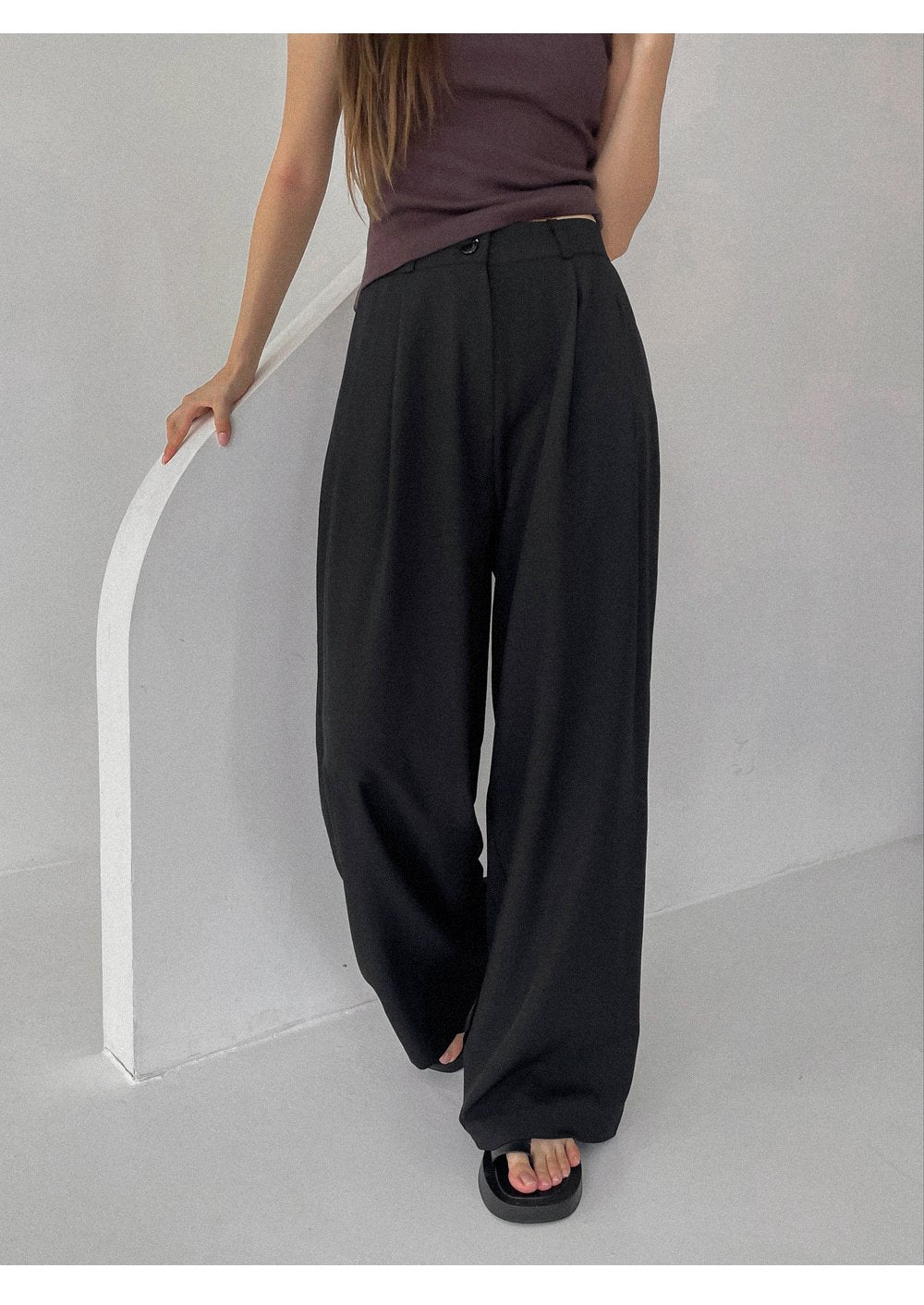 韓國 ACOVER 輕薄款細褶隱藏鬆緊帶 寬鬆褲  (現貨+預購)