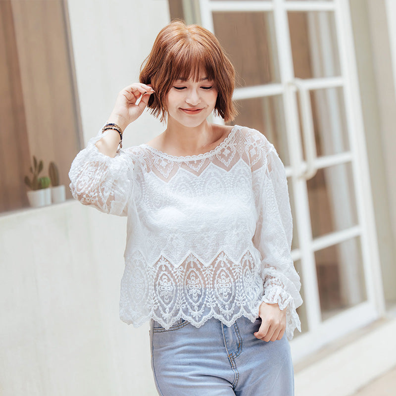 🆕新品上架【梨花瑪雅】實拍選品法式絕美透膚高級感蕾絲上衣