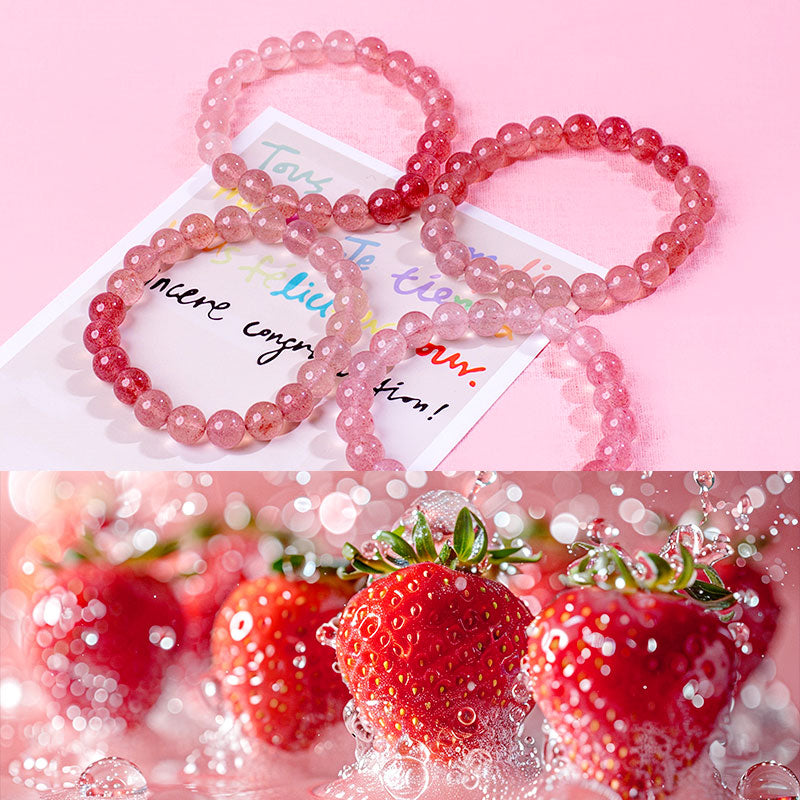 🆕新品上架【梨花瑪雅】💕新款滿滿粉紅能量漸層紅草莓晶串珠手鍊