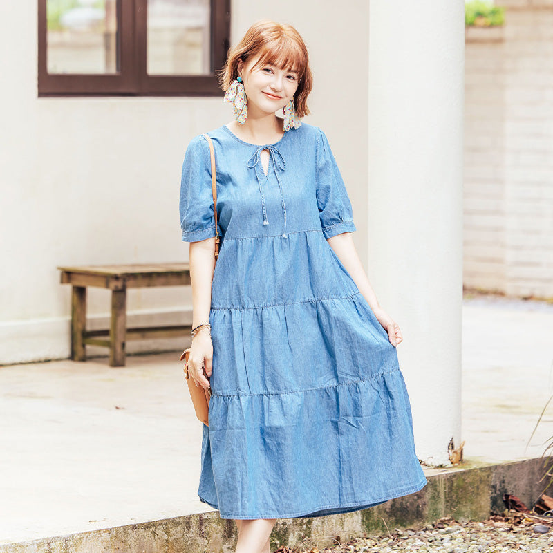 🆕新品上架【梨花瑪雅】實拍選品夏季薄款牛仔休閒修身慵懶長洋裝