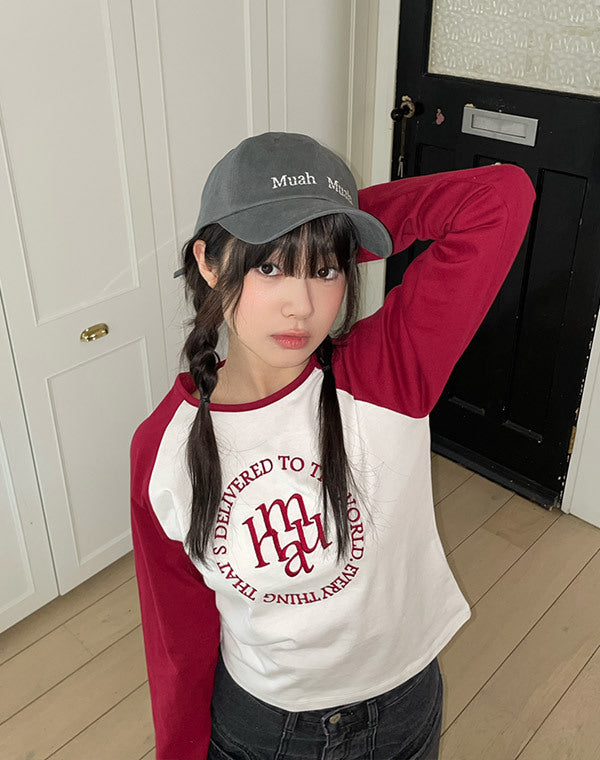 韓國 muahmuah LOGO縫線美式休閒薄長袖T恤 (現貨+預購)