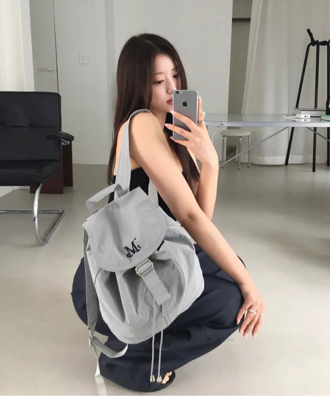 🆕新品上架💖【梨花娘】韓國品牌 Muscent 暢銷迷你後輕盈束口後背包輕盈束口款/真皮兩款(男女通用)