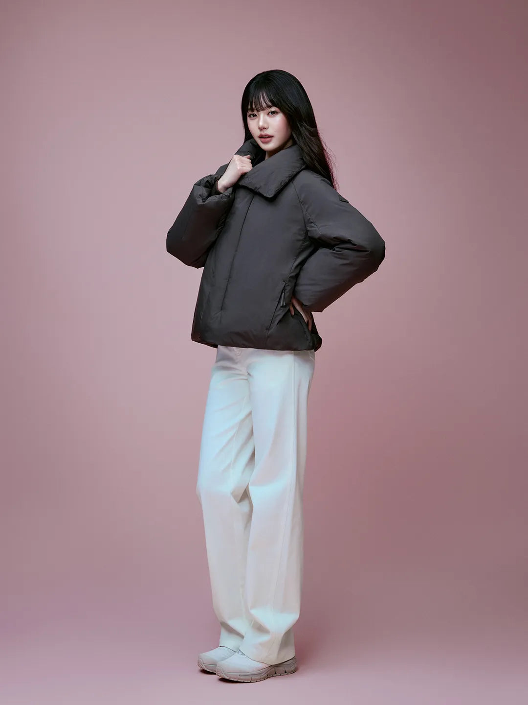 🆕新品上架【梨花娘】法國品牌 EIDER La Belle 張員瑛代言翻領短版羽絨外套(2色)