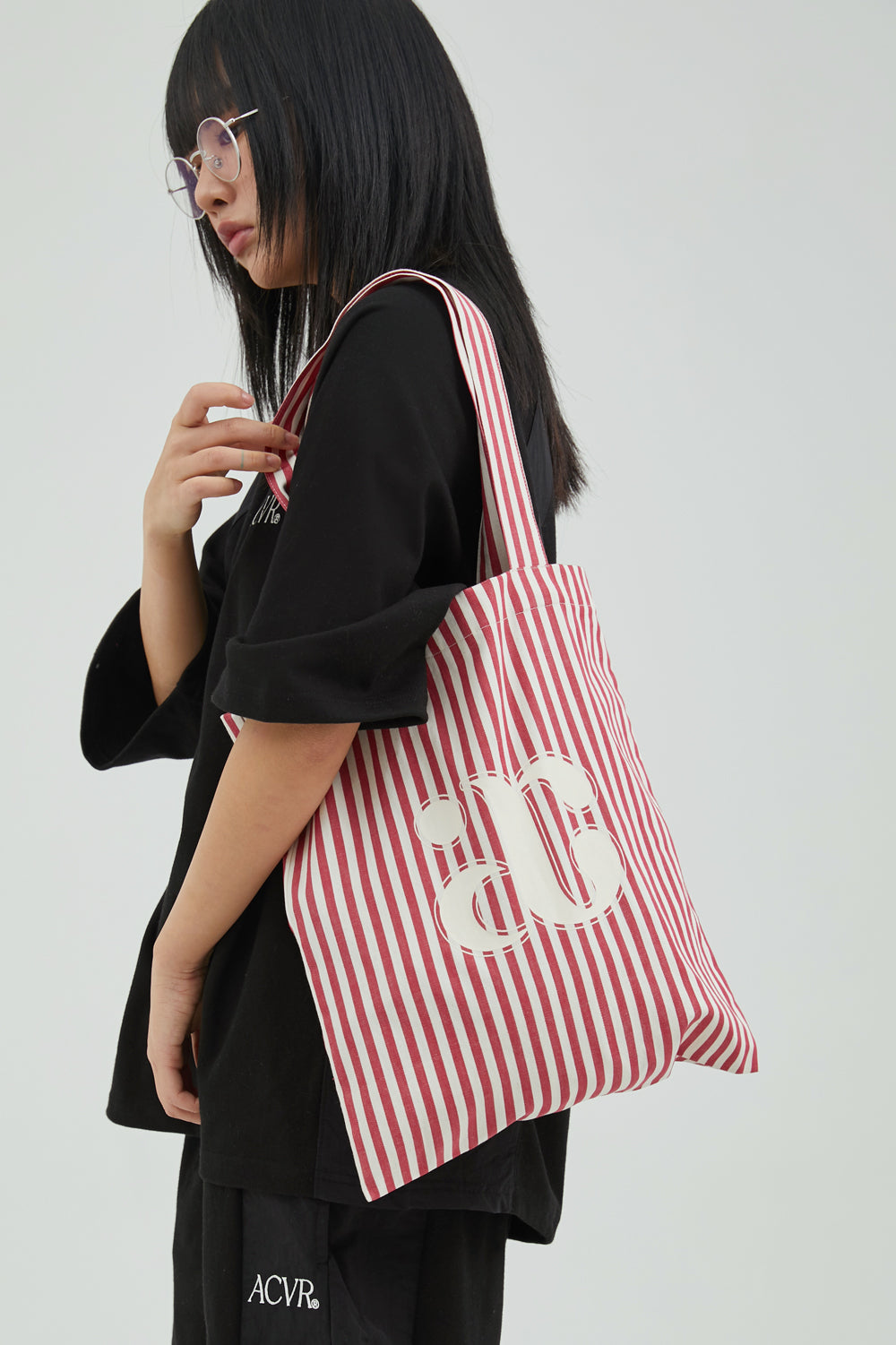 韓國 ACOVER  LOGO 條紋 棉質環保購物袋 (現貨+預購)