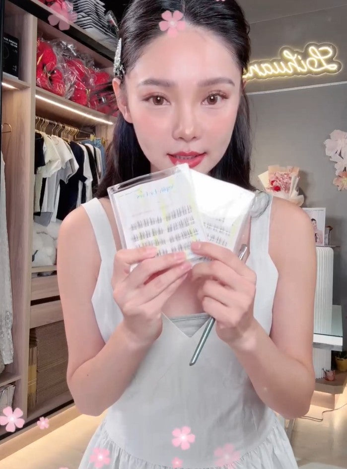 🆕新品上架💖【梨花瑪雅】熱賣款😘媽生嬰兒彎超自然輕柔纖長自帶膠透明梗假睫毛5入組(兩款)