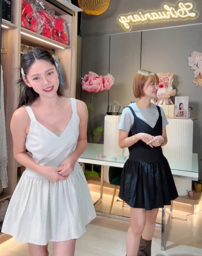 🆕新品上架【梨花娘】正韓百搭背心修身傘擺短洋裝(3色)🤞