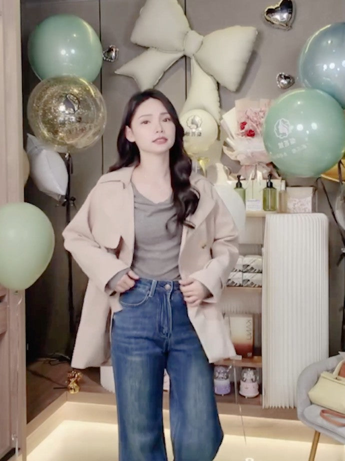 🆕新品上架【梨花瑪雅】短版英倫風卡其色經典雙排釦修身風衣外套