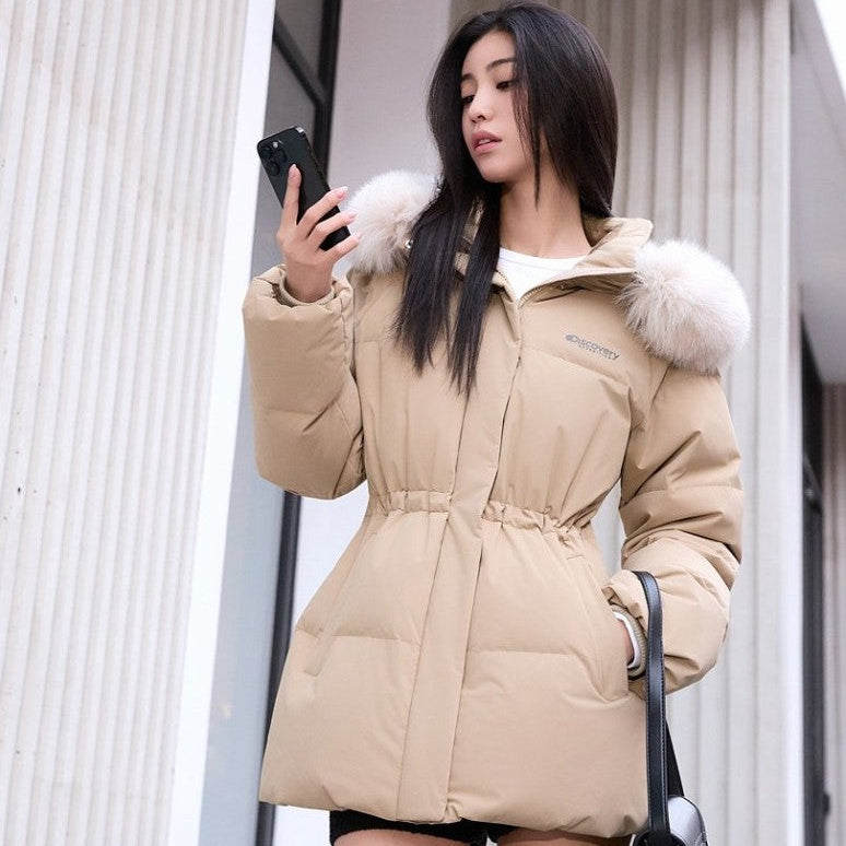 🆕新品上架💖【梨花娘】 韓國品牌Discovery 鵝絨狐狸毛領中長版外套 Kelly(4色)🏆韓國連線