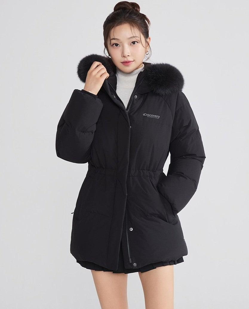 🆕新品上架💖【梨花娘】 韓國品牌Discovery 鵝絨狐狸毛領中長版羽絨外套 Kelly(4色)🏆韓國連線