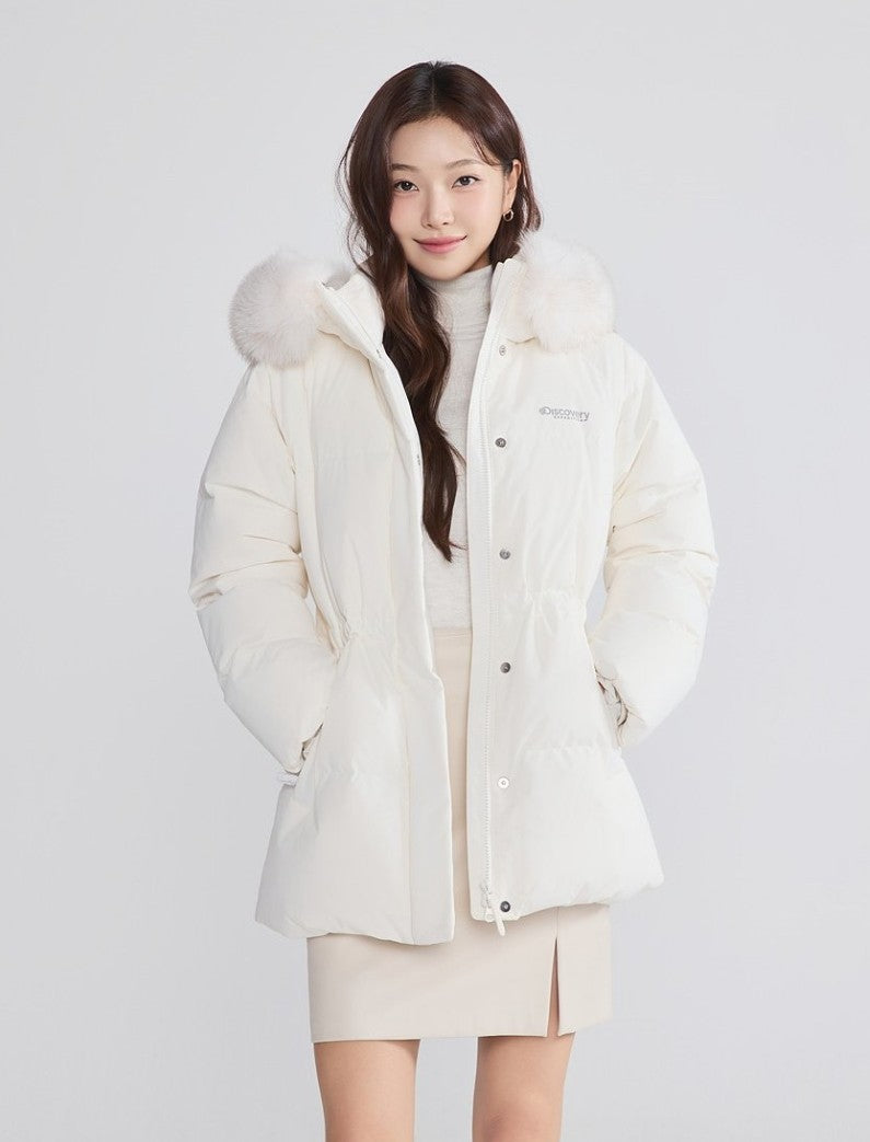 🆕新品上架💖【梨花娘】 韓國品牌Discovery 鵝絨狐狸毛領中長版羽絨外套 Kelly(4色)🏆韓國連線