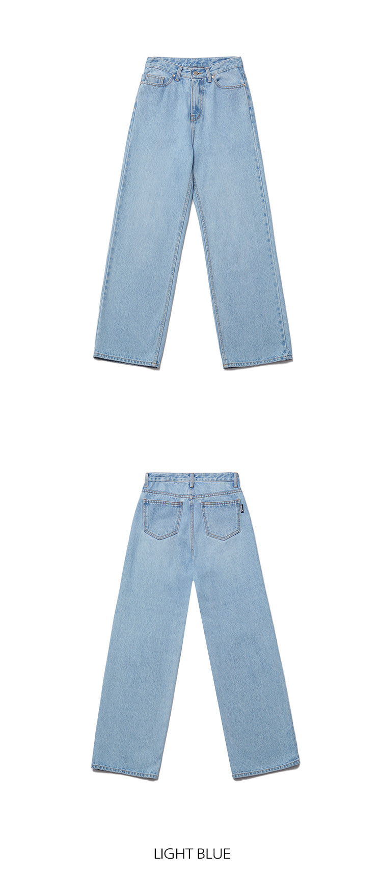 韓國 muahmuah  基本款棉質 挺版淺藍色牛仔寬褲  (現貨+預購)