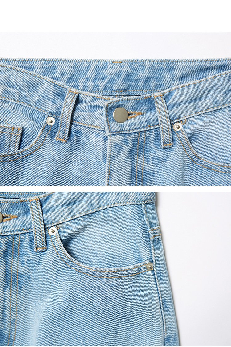 韓國 muahmuah  基本款棉質 挺版淺藍色牛仔寬褲  (現貨+預購)