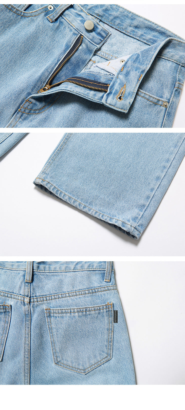 韓國 muahmuah  基本款棉質 挺版淺藍色牛仔寬褲  (現貨+預購)