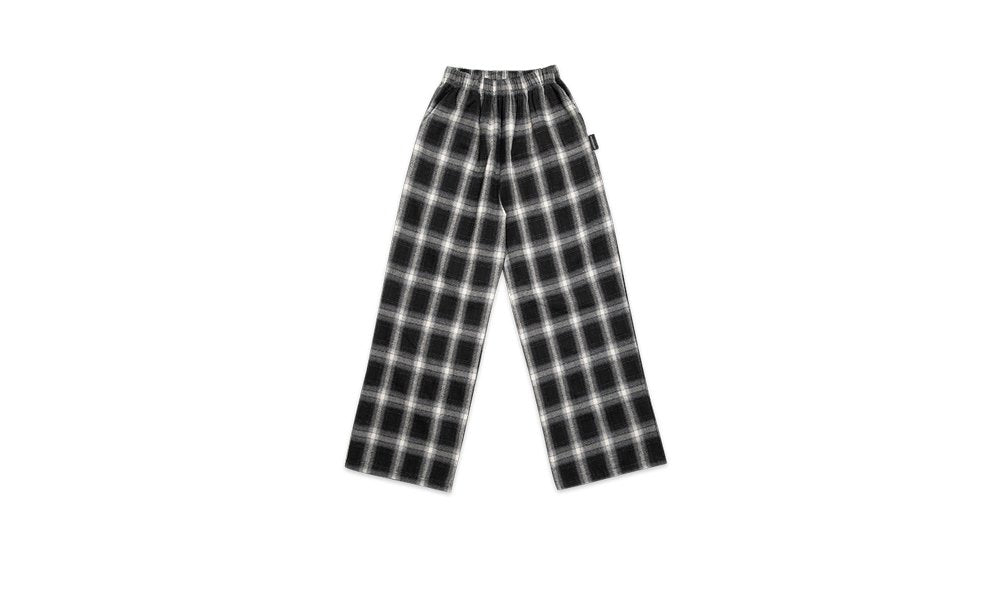 韓國 muahmuah {新品9折特惠} 方格子寬腿鬆緊帶 褲子  (現貨)