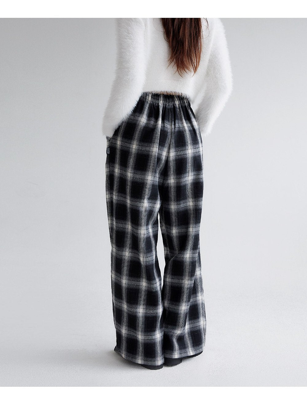 韓國 muahmuah {新品9折特惠} 方格子寬腿鬆緊帶 褲子  (現貨)