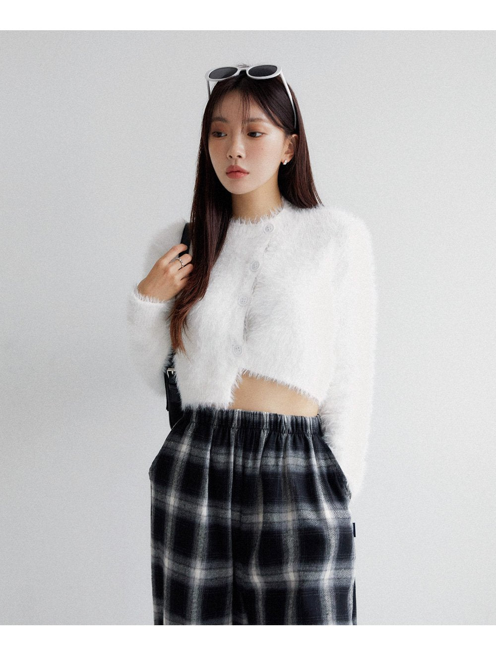 韓國 muahmuah {新品9折特惠} 方格子寬腿鬆緊帶 褲子  (現貨)