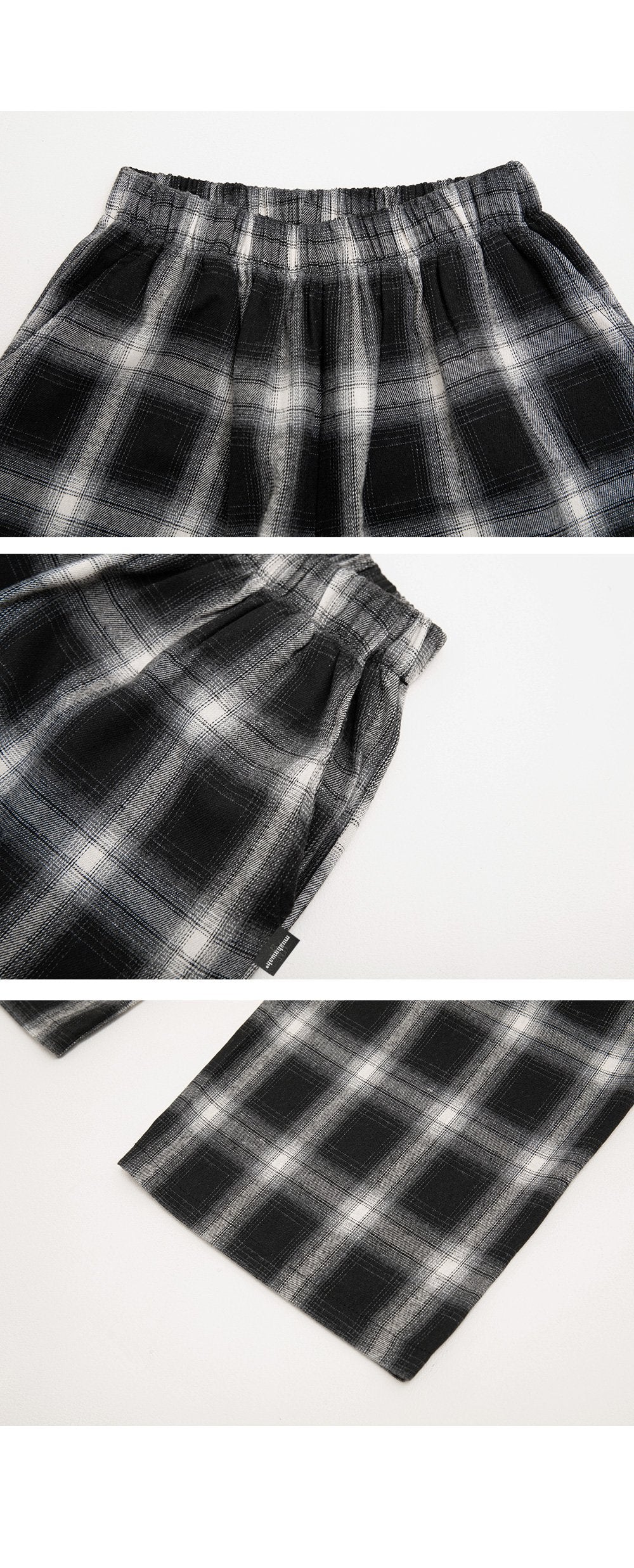 韓國 muahmuah {新品9折特惠} 方格子寬腿鬆緊帶 褲子  (現貨)