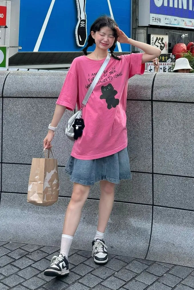 新品上架【梨花娘】💕韓國品牌LMR미니 샹뇽이貓咪珍珠愛心掛牌吊飾萌翻鑰匙圈(5色)