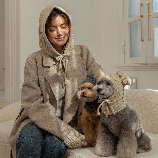 ✈️【梨花娘】韓國BAILEY❄️北歐暖嶼親密主人同款針織鈕釦寵物連帽圍脖(4色)