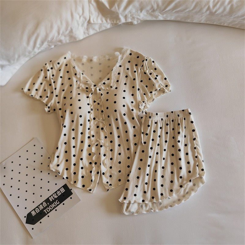 新品上架💕【LIHUA MAYA】採購推薦莫代爾固定胸墊舒柔短袖睡衣家居服套裝(4色)