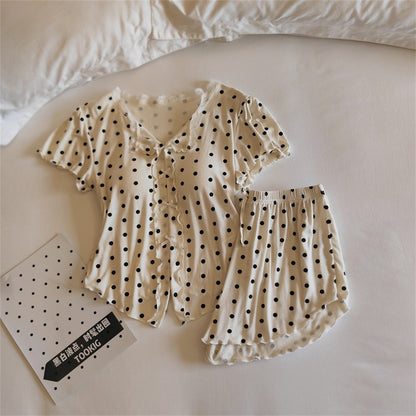 新品上架💕【LIHUA MAYA】採購推薦莫代爾固定胸墊舒柔短袖睡衣家居服套裝(4色)