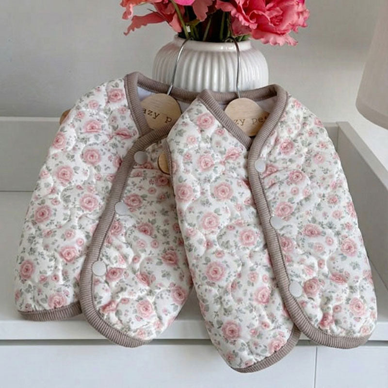 💜新品上架【梨花娘】✈️南大門復古風韓星也瘋狂1980年代爆紅玫瑰小碎花鋪棉背心寵物服飾(兩色)