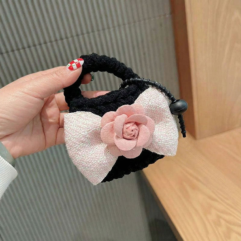 🆕新品上架【梨花瑪雅】小香風山茶花朵精緻編織立體蝴蝶結迷你手提造型耳機小物收納包(3色)