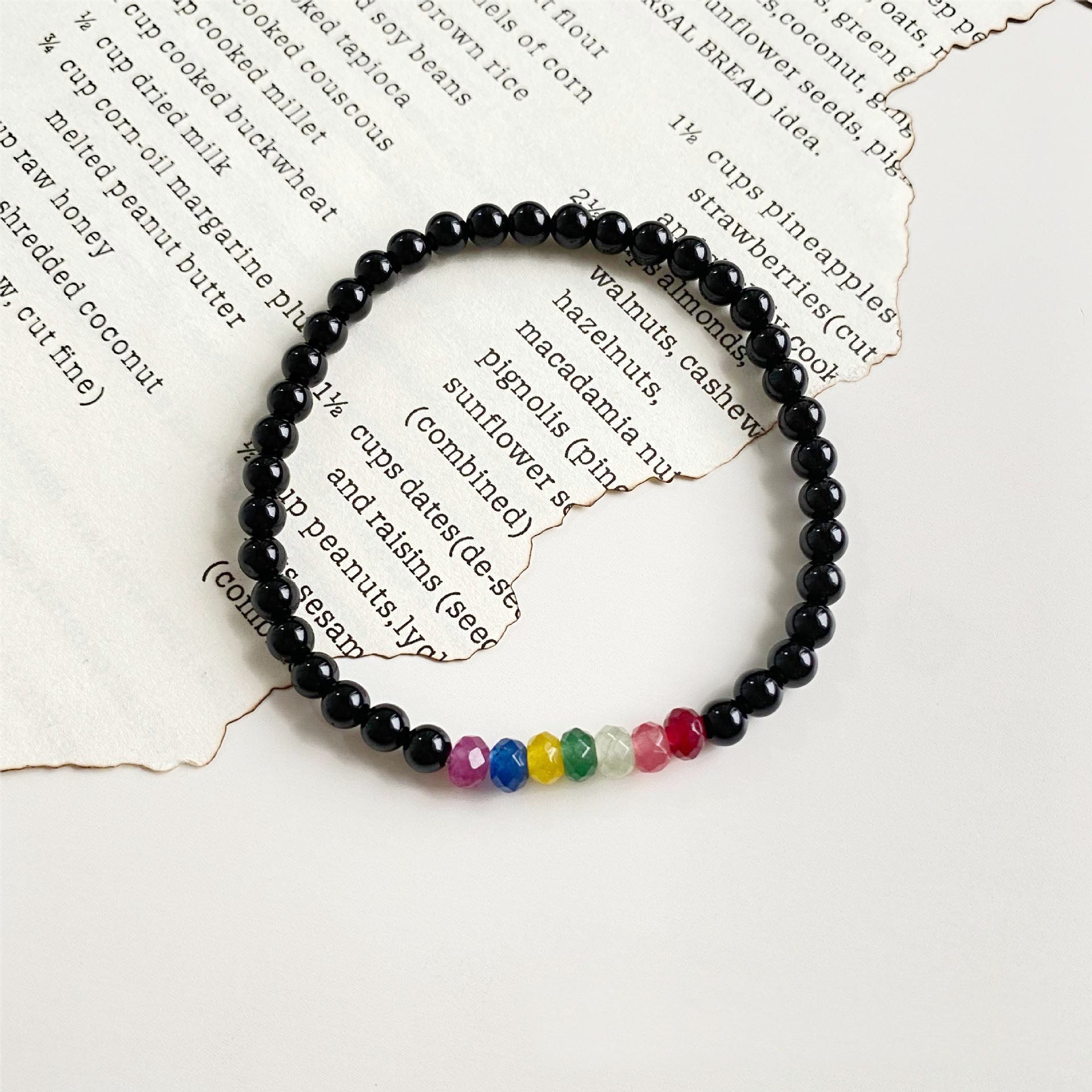 🆕新品上架💖【梨花瑪雅】與巨星同頻G-Dragon權志龍同款天然黑瑪瑙七脈輪串珠手鍊(3尺寸)