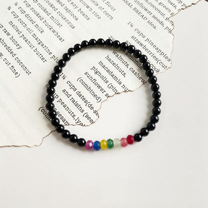 🆕新品上架💖【梨花瑪雅】與巨星同頻G-Dragon權志龍同款天然黑瑪瑙七脈輪串珠手鍊(3尺寸)