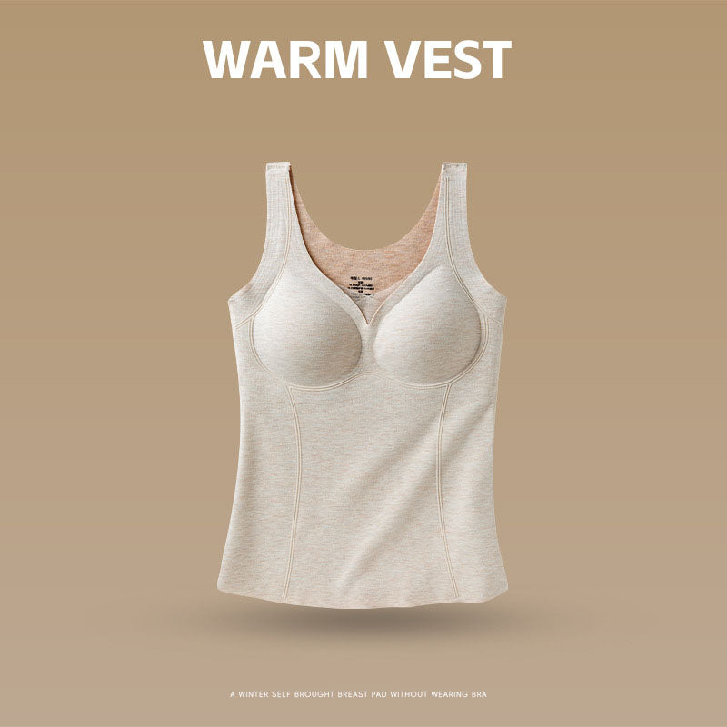 🆕新品上架💖【梨花瑪雅】🔥羊絨蠶絲V領網紗加厚內搭無痕保暖附胸墊塑身背心(6色)