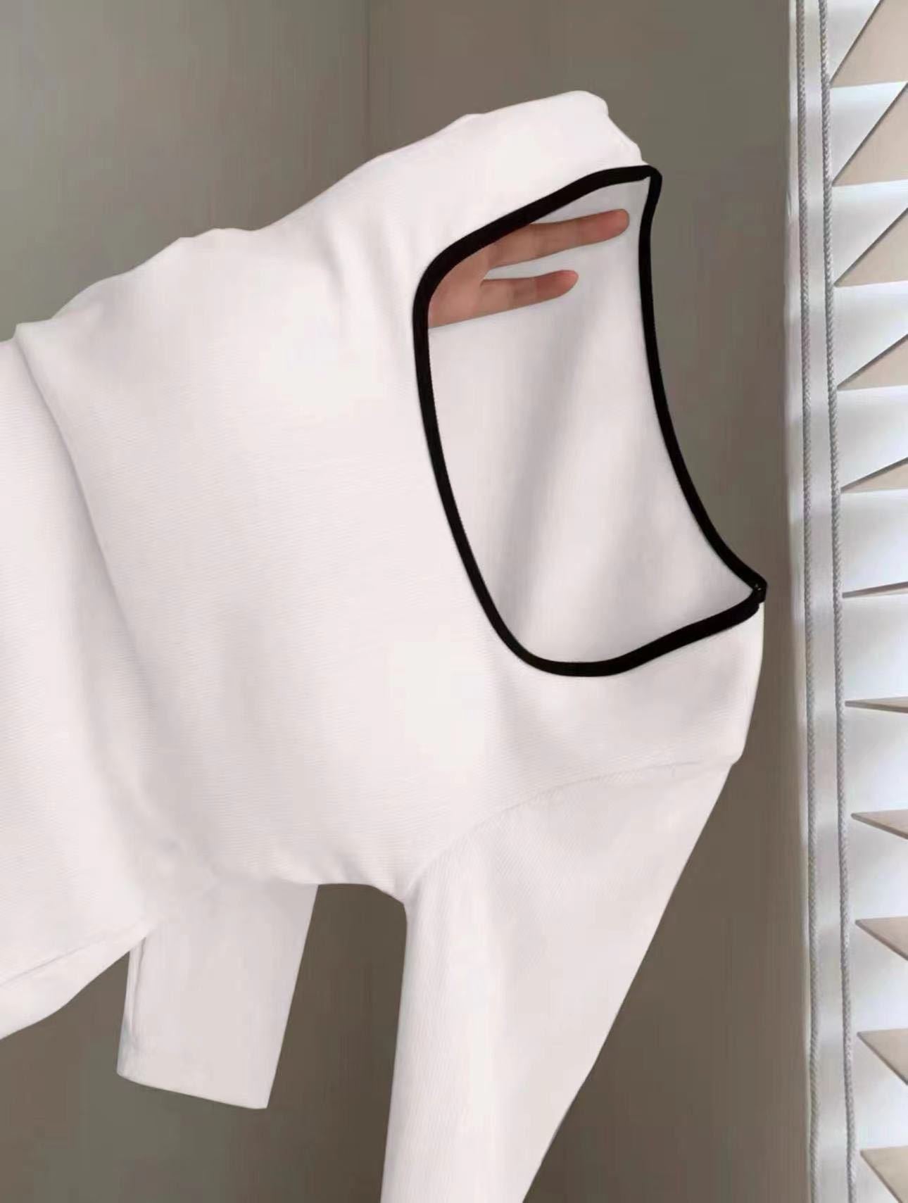 🆕新品上架💖【梨花瑪雅】🔥小眾高級附胸墊小香風撞色保暖方領上衣(4色)