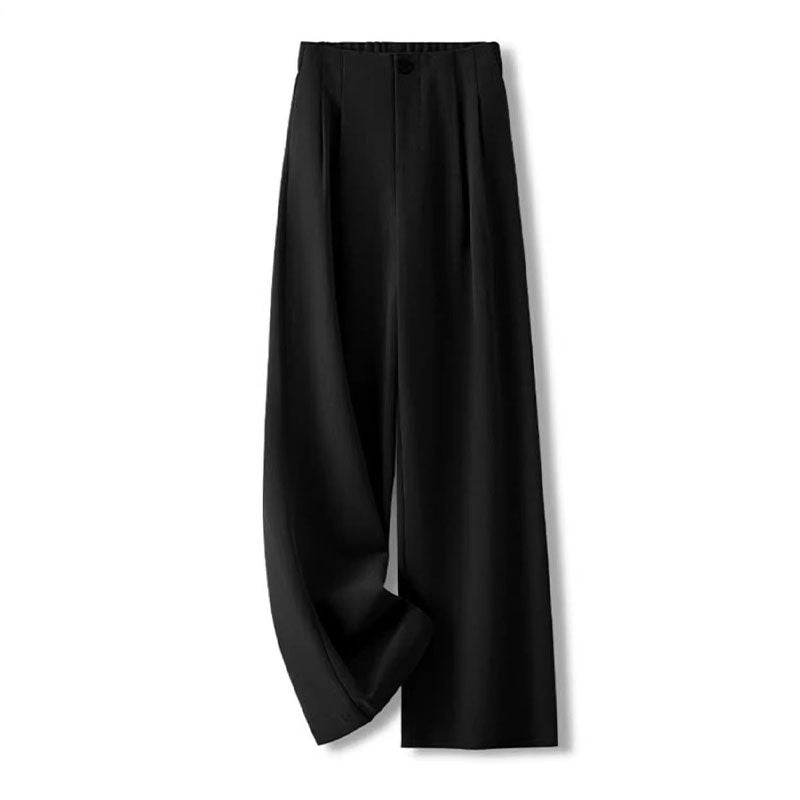 🆕新品上架【梨花瑪雅】經典通勤韓風垂墜感復古後鬆緊腰西裝寬褲(2色)