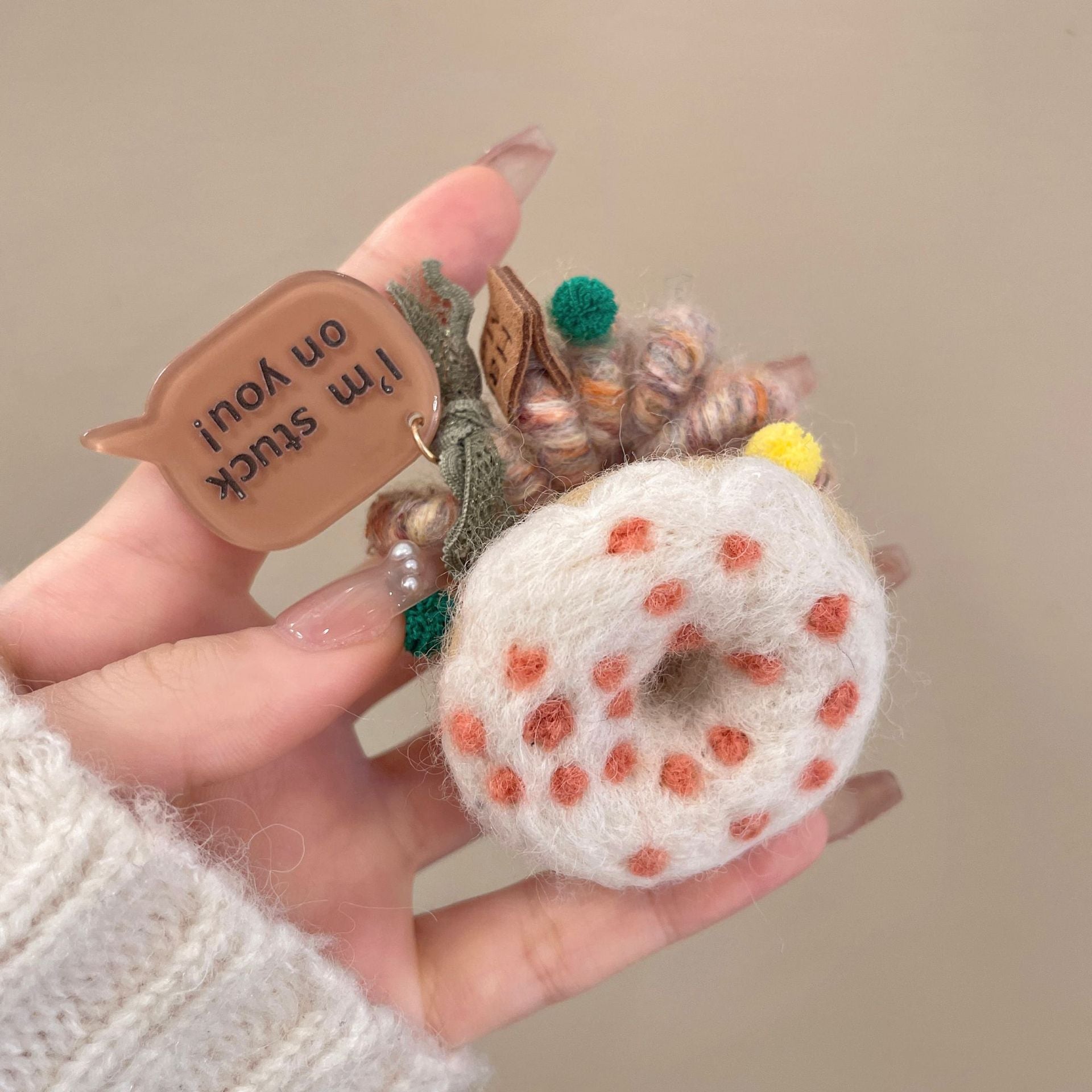 🆕新品上架【梨花瑪雅】(｡♥‿♥｡)甜心🍪毛線電話線不傷髮餅乾髮圈(5色)