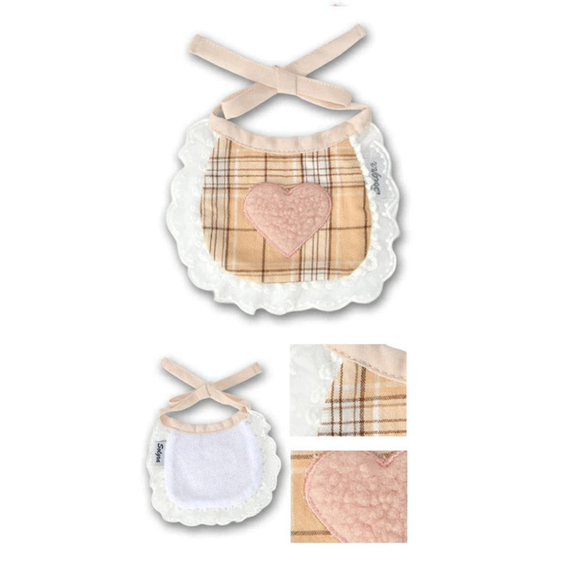 🎌新品上架【梨花娘總代理】💕日本品牌Solgra ｜甜心格紋蕾絲寵物圍兜｜貓狗適用・米色／粉紅色