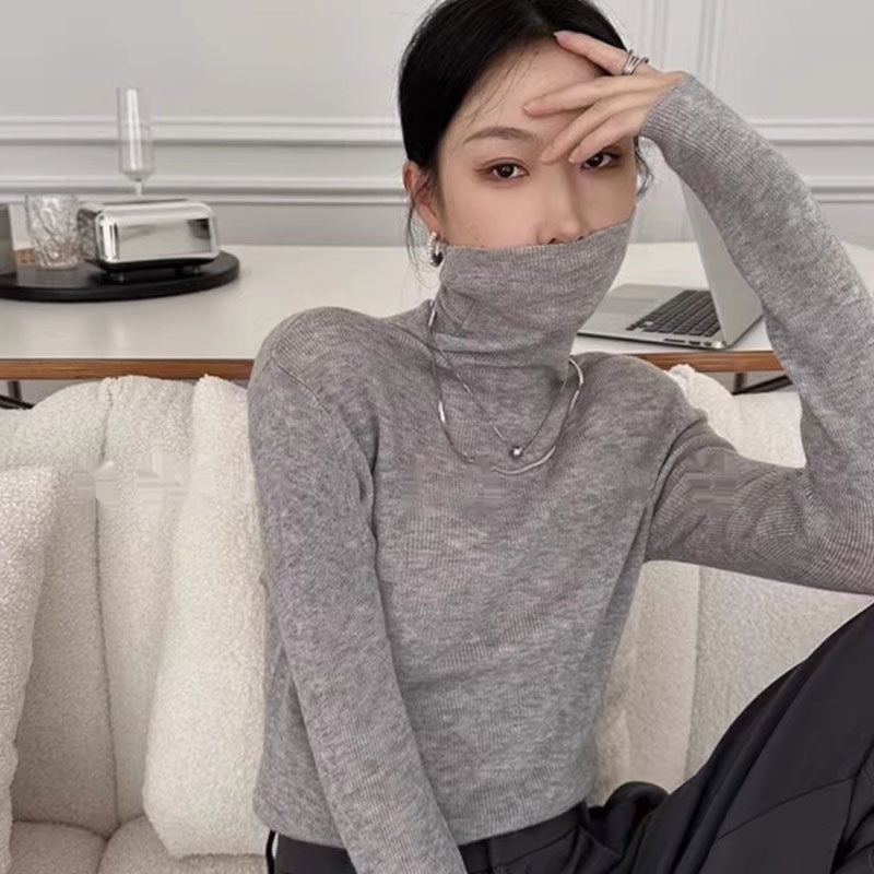 🆕新品上架💖【梨花瑪雅】搭配大衣的高領羊毛針織薄款基本款內搭上衣(7色)