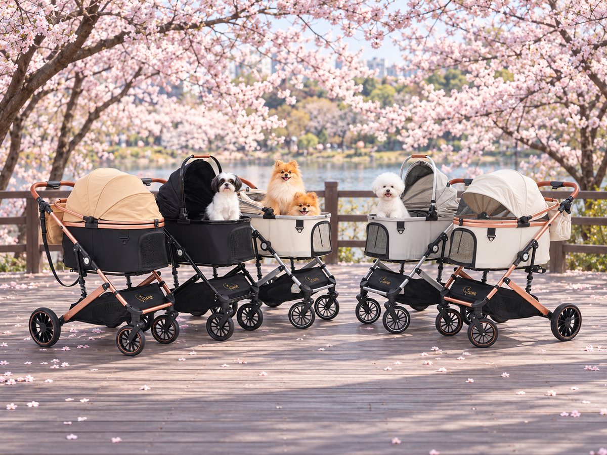 💜新品上架【梨花娘總代理】韓國 GARR Premium 高階寵物推車｜一鍵收車・大輪避震・豪華配件組