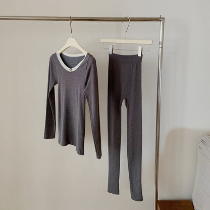 🆕新品上架💖【梨花瑪雅】🐏綿羊毛輕盈舒適V領合身發熱套裝(6色)