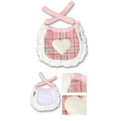 🎌新品上架【梨花娘總代理】💕日本品牌Solgra ｜甜心格紋蕾絲寵物圍兜｜貓狗適用・米色／粉紅色