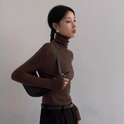 🆕新品上架💖【梨花瑪雅】搭配大衣的高領羊毛針織薄款基本款內搭上衣(7色)