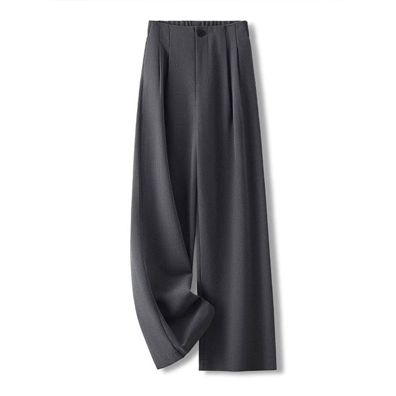 🆕新品上架【梨花瑪雅】經典通勤韓風垂墜感復古後鬆緊腰西裝寬褲(2色)