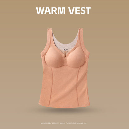 🆕新品上架💖【梨花瑪雅】🔥羊絨蠶絲V領網紗加厚內搭無痕保暖附胸墊塑身背心(6色)