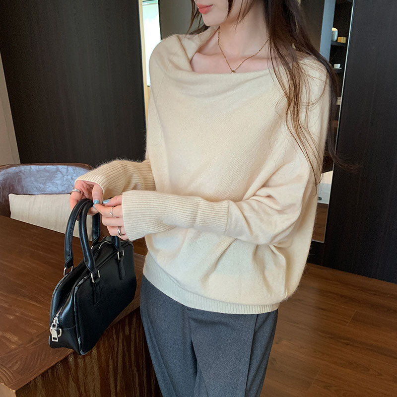 🆕新品上架💖【梨花瑪雅】🔥親膚溫柔法式慵懶斜肩針織上衣(4色)💖 韓國連線