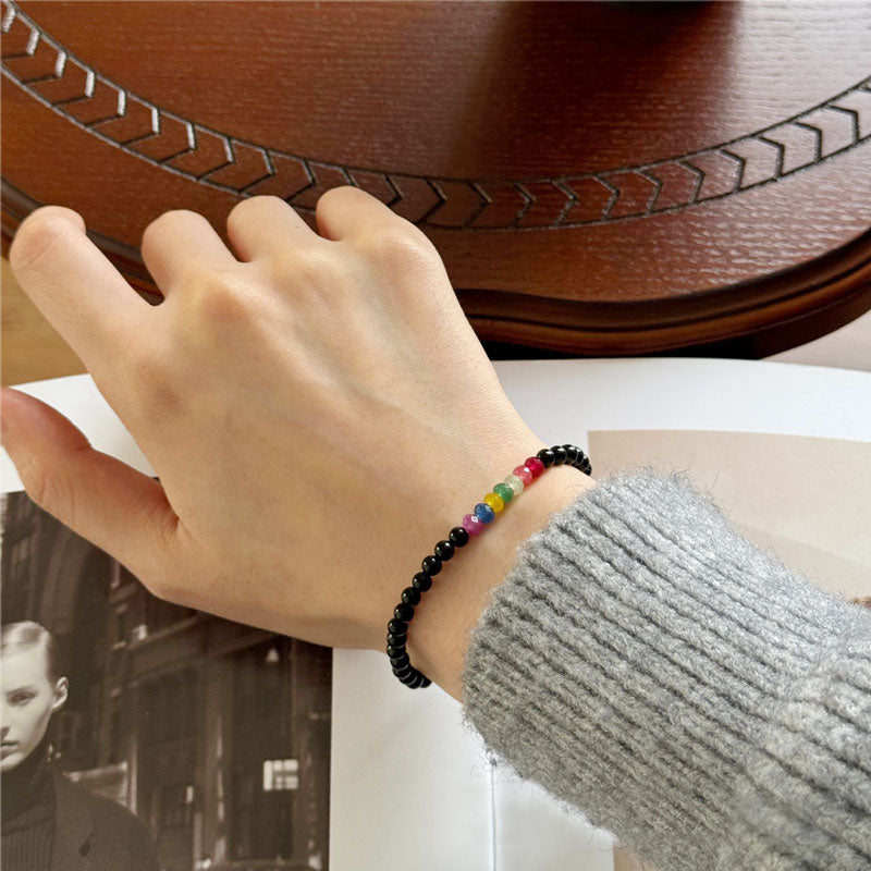 🆕新品上架💖【梨花瑪雅】與巨星同頻G-Dragon權志龍同款天然黑瑪瑙七脈輪串珠手鍊(3尺寸)