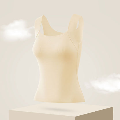 🆕新品上架💖【梨花瑪雅】🔥秋冬新款無痕胸墊一體顯瘦保暖不臃腫肌底養胸背心(4色)