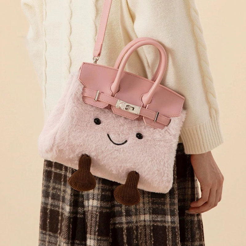 🆕新品上架💖【梨花瑪雅】💕超萌超Q超柔超療癒皮質感毛絨斜跨手提方包💖💖