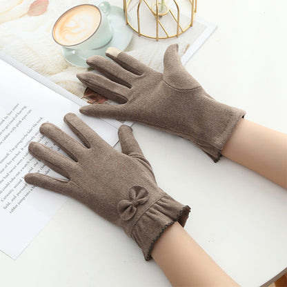 🆕新品上架【梨花瑪雅】🍂秋冬柔軟輕盈防風防滑加厚德絨保暖蝴蝶結手套(5色)👍韓國連線