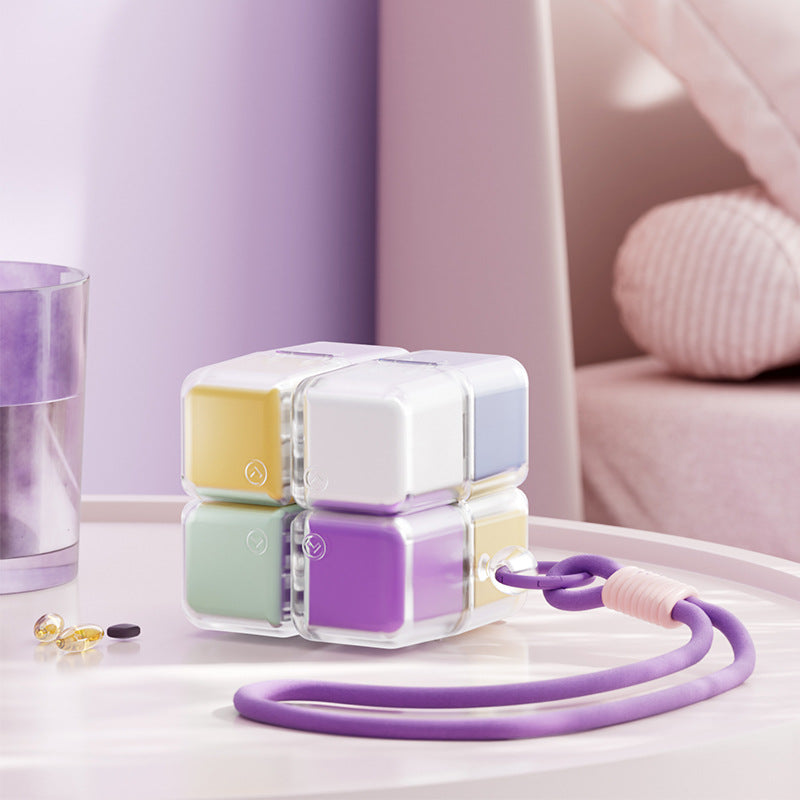 新品上架【梨花瑪雅】色彩繽紛趣味魔術方塊攜帶方便保健品藥物一周收納盒💕